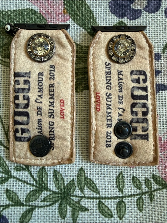 Watch Me Creations Accessories - G U C C I Beige Silk Fabric Apple compatible Watch Band